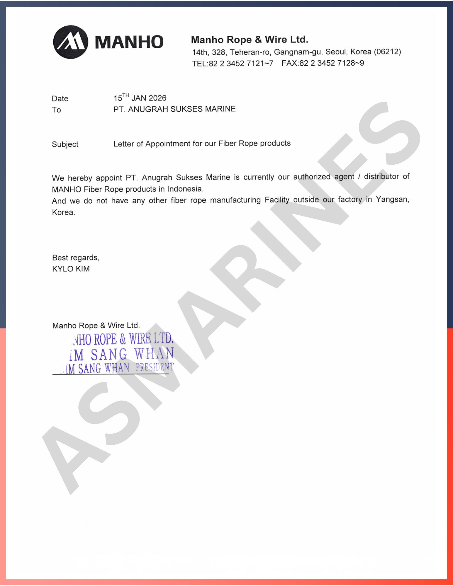 Agency Letter Manho Rope 2026